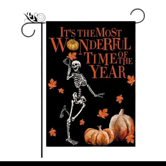 The Most Wonderful Time Of The Year  Garden Flag Halloween Skeleton Double Sided - Picture 3 of 6